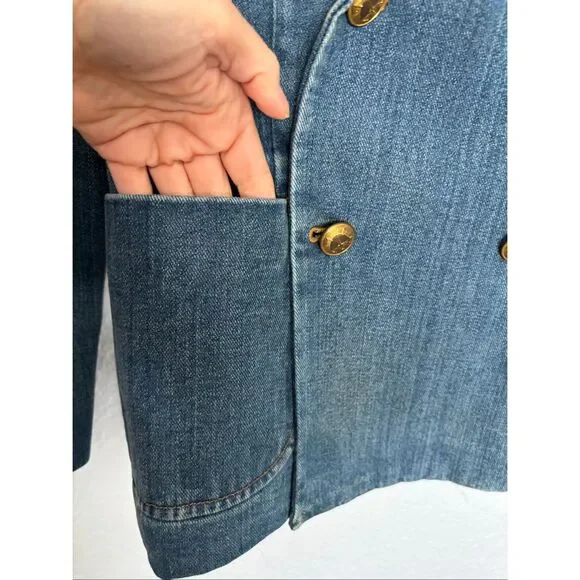 Polo Ralph Lauren Denim Crest Blazer Double Breasted Gold Button XS - Picture 10 of 12